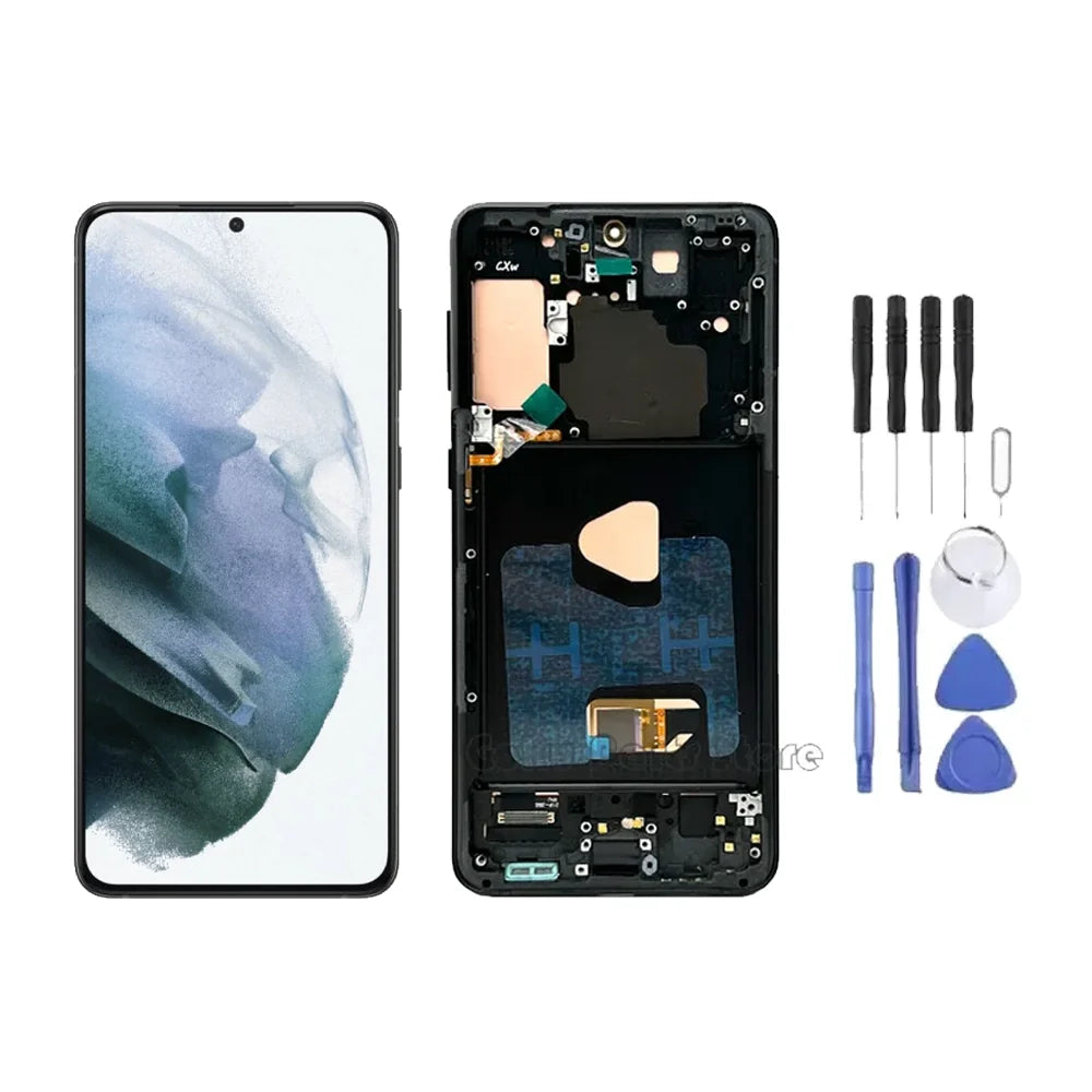 Chassis + Ecran LCD AMOLED + Vitre pour Samsung Galaxy S21+ 5G (G996) + Kit Outils