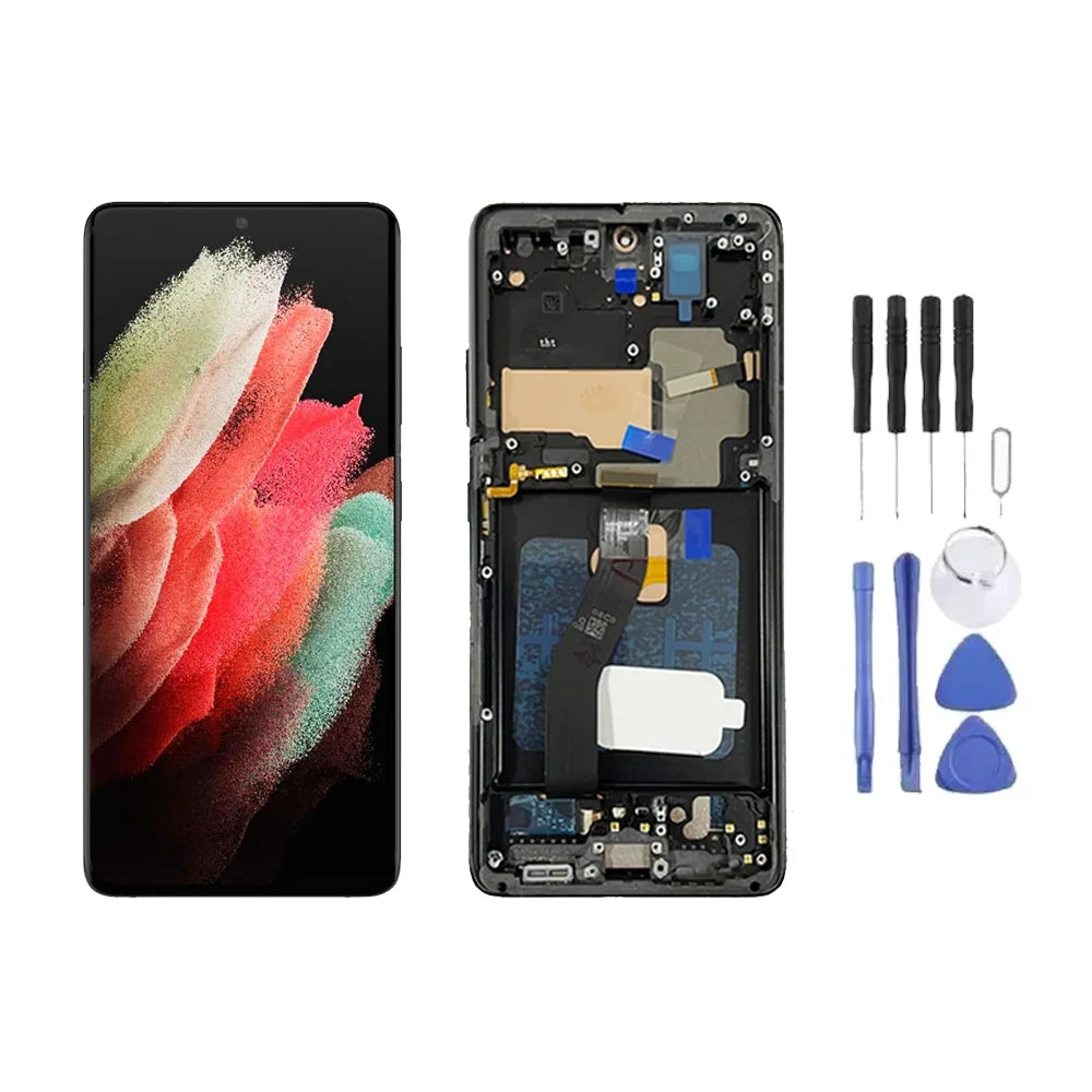 Chassis + Ecran LCD AMOLED + Vitre pour Samsung Galaxy S21 Ultra 5G (G998) + Kit Outils