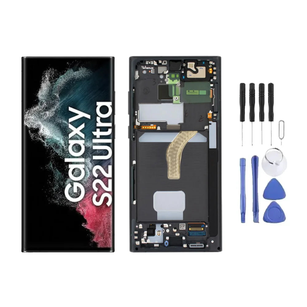 Chassis + Ecran LCD AMOLED + Vitre pour Samsung Galaxy S22 Ultra (S908) + Kit Outils