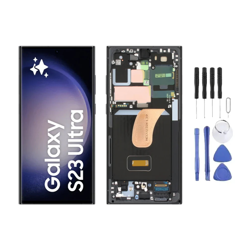Chassis + Ecran LCD AMOLED + Vitre pour Samsung Galaxy S23 Ultra 5G (S918) + kit outils complet