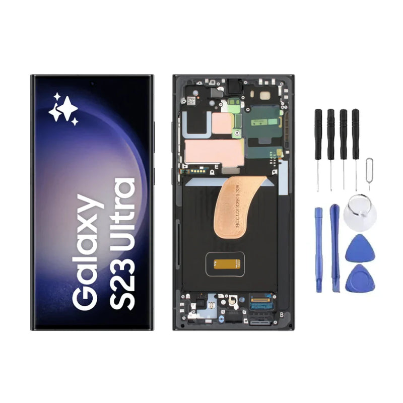 Chassis + Ecran LCD AMOLED + Vitre pour Samsung Galaxy S23 Ultra 5G (S918) + kit outils complet